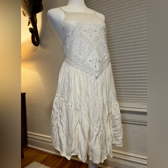 American Eagle sz S - IVORY bohemian Sundress w/ LACE BODICE - Picture 1 of 13